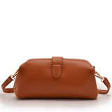 Brown Chic Vintage Inspired PU Leather Crossbody Bag - Small Frame Doctor Style Purse with Adjustable Strap