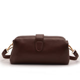 Coffee Chic Vintage Inspired PU Leather Crossbody Bag - Small Frame Doctor Style Purse with Adjustable Strap