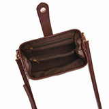 Coffee Chic Vintage Inspired PU Leather Crossbody Bag - Small Frame Doctor Style Purse with Adjustable Strap - Close-Up Angle