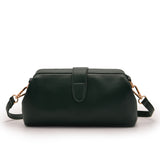 Dark Green Chic Vintage Inspired PU Leather Crossbody Bag - Small Frame Doctor Style Purse with Adjustable Strap