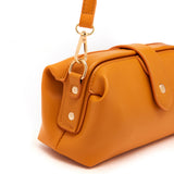 Yellow Chic Vintage Inspired PU Leather Crossbody Bag - Small Frame Doctor Style Purse with Adjustable Strap - Rear View
