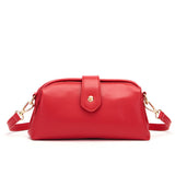 Red Chic Vintage Inspired PU Leather Crossbody Bag - Small Frame Doctor Style Purse with Adjustable Strap - Top-Down View