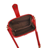 Red Chic Vintage Inspired PU Leather Crossbody Bag - Small Frame Doctor Style Purse with Adjustable Strap - Close-Up Angle