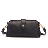 Black Chic Vintage Inspired PU Leather Crossbody Bag - Small Frame Doctor Style Purse with Adjustable Strap - Top-Down View