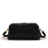 Black Chic Vintage Inspired PU Leather Crossbody Bag - Small Frame Doctor Style Purse with Adjustable Strap