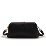 Black Chic Vintage Inspired PU Leather Crossbody Bag - Small Frame Doctor Style Purse with Adjustable Strap - 45-Degree Angle