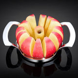 Silver Premium Apple Slicer Corer - Heavy Duty Stainless Steel Fruit Cutter, 12-Slice Divider Kitchen Gadget - Front View