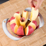 Silver Premium Apple Slicer Corer - Heavy Duty Stainless Steel Fruit Cutter, 8-Slice Divider Kitchen Gadget - Top-Down View