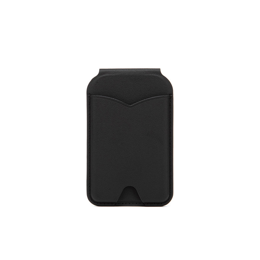 Black Chic MagSafe Wallet with Mirror & Stand - PU Leather Card Holder for iPhone 12-16 Series