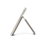 Light Grey Chic MagSafe Wallet with Mirror & Stand - PU Leather Card Holder for iPhone 12-16 Series - 45-Degree Angle