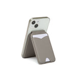 Brown Chic MagSafe Wallet with Mirror & Stand - PU Leather Card Holder for iPhone 12-16 Series - Close-Up Angle