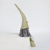 2 Pcs Charming Green Houndstooth Gnome - Plush Faceless Gonk with Long Dangle Legs - Adorable Shelf Sitter Home Decor Accent - Front View