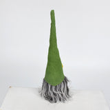 2 Pcs Charming Green Gnome - Plush Faceless Gonk with Long Dangle Legs - Adorable Shelf Sitter Home Decor Accent - Side View