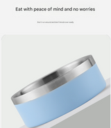 Silver Premium 304 Stainless Steel Pet Bowl (64oz) - Non-Slip, Anti-Tip Food & Water Dish for Dogs & Cats - Durable & Easy Clean - Top-Down View