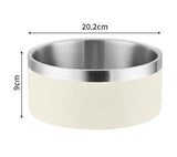 Beige and Silver Premium 304 Stainless Steel Pet Bowl (64oz) - Non-Slip, Anti-Tip Food & Water Dish for Dogs & Cats - Durable & Easy Clean