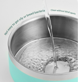 Beige and Silver Premium 304 Stainless Steel Pet Bowl (64oz) - Non-Slip, Anti-Tip Food & Water Dish for Dogs & Cats - Durable & Easy Clean - Side View