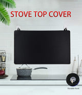 Black Premium Heat Resistant Stovetop Protector Mat - Waterproof, Anti-Slip & Easy Clean Kitchen Guard (61.5x53cm) - Front View