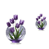 2 Pcs Charming Purple Tulip 2D Acrylic Ornament - Flat Floral Tabletop Art Decor Accent - Front View