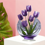 2 Pcs Charming Purple Tulip 2D Acrylic Ornament - Flat Floral Tabletop Art Decor Accent - Top-Down View