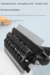Blue and Black Professional 3-in-1 Pet Grooming Tool - Dematting Rake, Deshedding Comb & Finishing Brush for Dogs & Cats - 45-Degree Angle