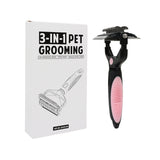 Pink and Black Professional 3-in-1 Pet Grooming Tool - Dematting Rake, Deshedding Comb & Finishing Brush for Dogs & Cats