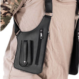 Black Urban Tactical Anti-Theft Shoulder Holster Bag - Secure Multi-Pocket Chest Rig for Men - Front View