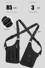 Black Urban Tactical Anti-Theft Shoulder Holster Bag - Secure Multi-Pocket Chest Rig for Men - Side View