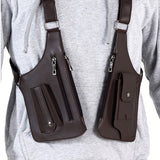 Brown Urban Tactical Anti-Theft Shoulder Holster Bag - Secure Multi-Pocket Chest Rig for Men - Front View