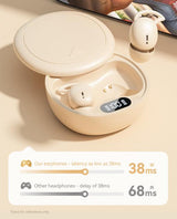 White Ultra-Comfort Wireless Sleep Earbuds - Bluetooth 5.4, Hi-Res Audio, Noise Isolating, 60H Playtime for Side Sleepers - Close-Up Angle