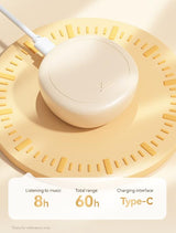 Beige Ultra-Comfort Wireless Sleep Earbuds - Bluetooth 5.4, Hi-Res Audio, Noise Isolating, 60H Playtime for Side Sleepers - Low Angle