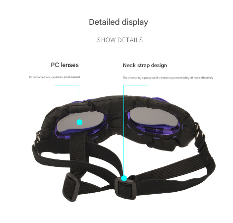 Blue Frame Black Film Retro Pet Goggles - UV Protection Sunglasses for Small Medium Dogs & Cats, Windproof Shatterproof Eye Protection