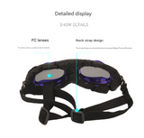 Blue Frame Black Film Retro Pet Goggles - UV Protection Sunglasses for Small Medium Dogs & Cats, Windproof Shatterproof Eye Protection - Front View