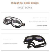 Blue Frame Black Film Retro Pet Goggles - UV Protection Sunglasses for Small Medium Dogs & Cats, Windproof Shatterproof Eye Protection - Side View