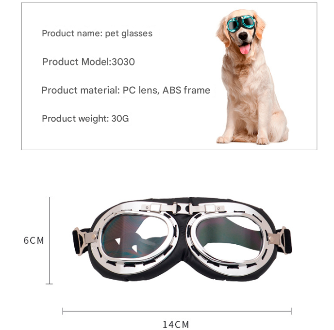 Blue Frame Black Film Retro Pet Goggles - UV Protection Sunglasses for Small Medium Dogs & Cats, Windproof Shatterproof Eye Protection