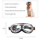 Blue Frame Black Film Retro Pet Goggles - UV Protection Sunglasses for Small Medium Dogs & Cats, Windproof Shatterproof Eye Protection - Top-Down View