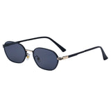 Blue Lenses Chic Oval Sunglasses for Women - UV400 Protection Lightweight Metal Frame, Comfortable Design