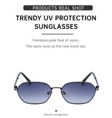 Blue Lenses Chic Oval Sunglasses for Women - UV400 Protection Lightweight Metal Frame, Comfortable Design