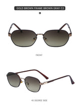 Dark Green Gradient Lenses Chic Oval Sunglasses for Women - UV400 Protection Lightweight Metal Frame, Comfortable Design - Front View