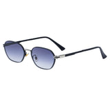 Blue Gradient Lenses Chic Oval Sunglasses for Women - UV400 Protection Lightweight Metal Frame, Comfortable Design
