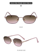 Pink Brown Gradient Lenses Chic Oval Sunglasses for Women - UV400 Protection Lightweight Metal Frame, Comfortable Design - Front View