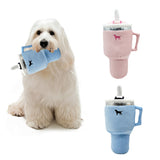 Blue Plush Travel Mug Squeaky Dog Toy - Soft Polyester Chew Toy for Boredom Relief & Interactive Fun - 31cm - Front View