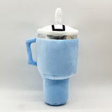Blue Plush Travel Mug Squeaky Dog Toy - Soft Polyester Chew Toy for Boredom Relief & Interactive Fun - 31cm - 45-Degree Angle