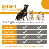 Grey Professional 9-Piece Pet Grooming Kit - DeShedding Brushes, Nail Clippers, Combs & Scissors Set for Dogs, Cats & Rabbits with Storage Bag - 45-Degree Angle
