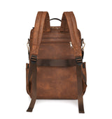 Brown Women's Vintage PU Leather Anti-Theft Backpack - Convertible Shoulder Bag & Laptop Rucksack for Travel & Daily Use - 45-Degree Angle