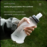 Green and White Ultra-Lightweight 350ml Soft Running Flask - BPA-Free Collapsible TPU Water Bottle for Hiking, Cycling & Outdoor Sports - Front View