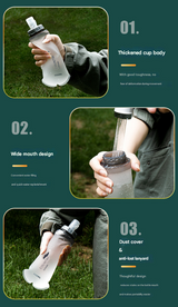 Green and White Ultra-Lightweight 350ml Soft Running Flask - BPA-Free Collapsible TPU Water Bottle for Hiking, Cycling & Outdoor Sports - 45-Degree Angle