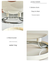 Red Whimsical Covered Fruit Bowl with Flip Lid & Drainer - Cute Design Snack & Candy Dish for Living Room - Rear View