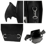 Pink Gothic Coffin Bat Wing Convertible Crossbody Bag - Punk PU Leather Shoulder Purse & Mini Backpack