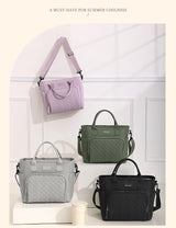 Grey Chic Insulated Lunch Tote Bag - 11L Large Capacity Cooler for Work, Picnic & Travel - Durable Oxford Fabric - Front View