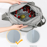 Black Chic Insulated Lunch Tote Bag - 11L Large Capacity Cooler for Work, Picnic & Travel - Durable Oxford Fabric - Close-Up Angle